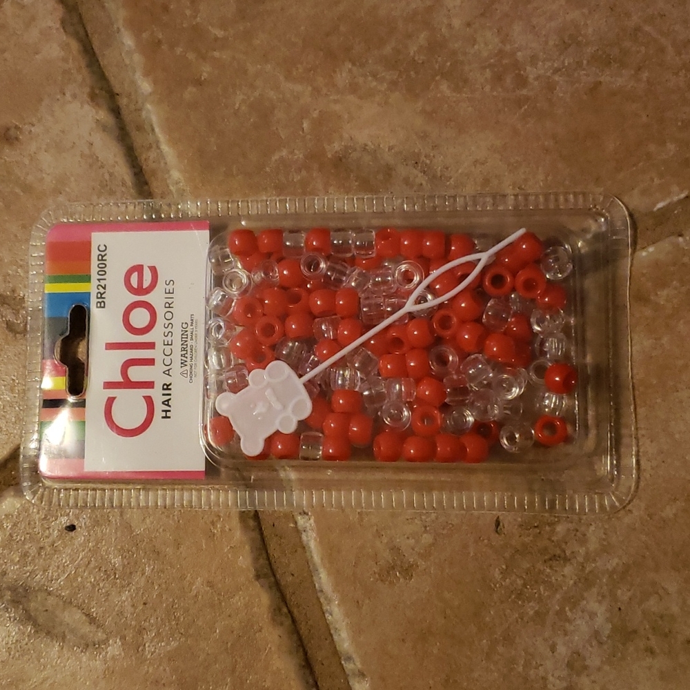 Chloe Hair beads Red and Clear accessories NWT